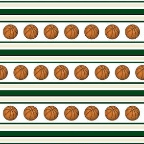 Small Scale Team Spirit Basketball Sporty Stripes in Milwaukee Bucks Colors Green and Cream