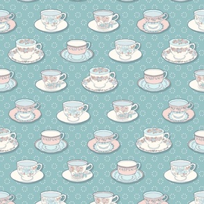 Teacups blue and white