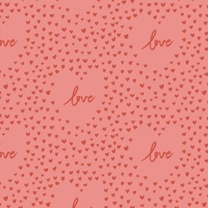 Love in heart spot - coral pink and queen of hearts red