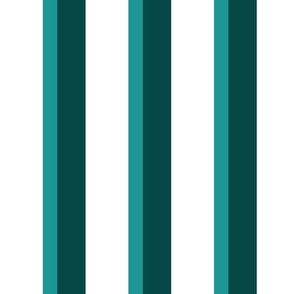 Moody dark teal green and white thick wide stripe for elegant dramatic boys room