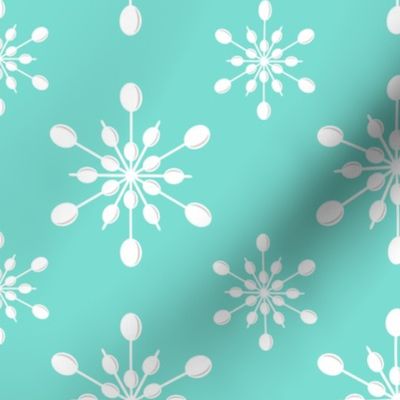 Vintage Plastic Snowflakes ~ on holiday blue