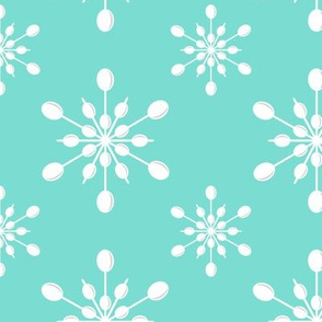 Vintage Plastic Snowflakes ~ on holiday blue
