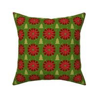 Chic Geometric Poinsettia & Christmas Tree Ensemble – Elegant Winter Pattern 