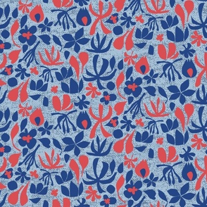 Abstract Botanical Navy+Orange