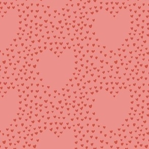speckles of love hearts - coral pink and queen of hearts red