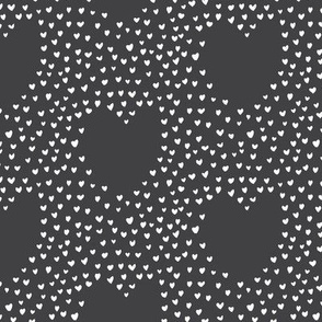 speckles of love hearts - monochrome faded black and white