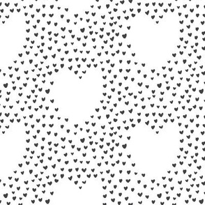 speckles of love hearts - monochrome white and faded black