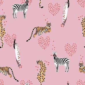 WILD  FOR YOU  Whimsical Jungle Valentines Day Print - cotton candy pink lilac