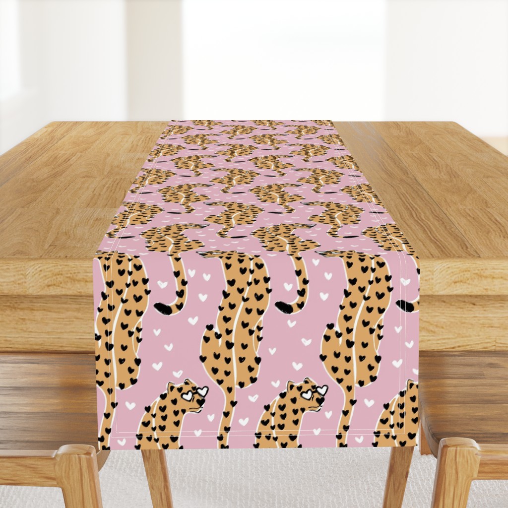 Wild Love Cheetah Heart Eyes  - pink and golden honey yellow - large