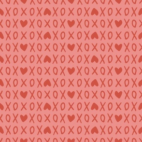 xoxo love hearts - coral pink and  queen of hearts red 