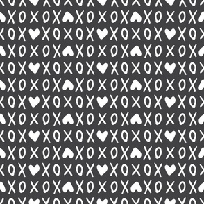 xoxo love hearts - monochrome faded black and white