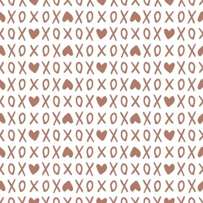 xoxo love hearts - boho white and sepia chocolate brown