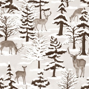 Deers in Winter sepia
