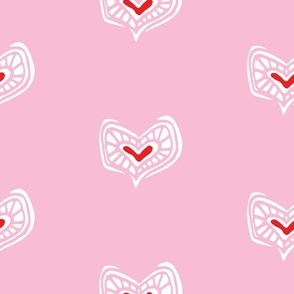 Medium Pale Pink Boho Valentine Hearts