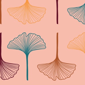 Ginkgo tree  Leaves_pink background_ Large scale 