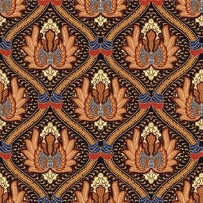 Persian Feather Ogee in Warm Browns