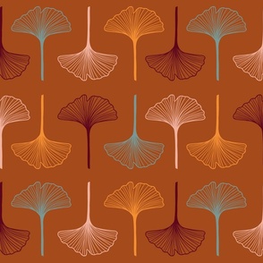 Ginkgo tree leaves-brown background-Medium scale