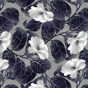Shimmering Velvet Floral in Muted Aubergine and White