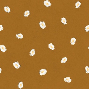 watercolour daisy spring blossoms on copper brown || ad6a00