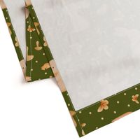 Cute watercolor bunny and bird friends on army green || 545b19