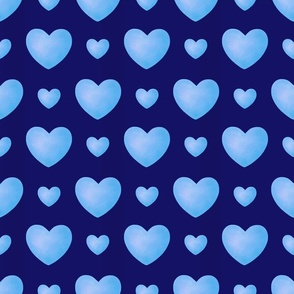 Pastel Blue Hearts on dark blue