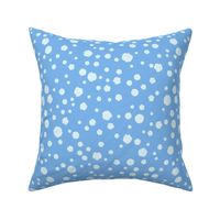 L - Tossed whimsical watercolor dots light blue on blue