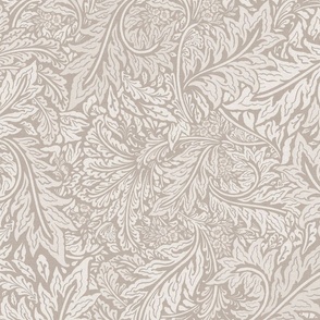 William Morris Tribute - Larkspur leaves foliage_Neutral beige 24"