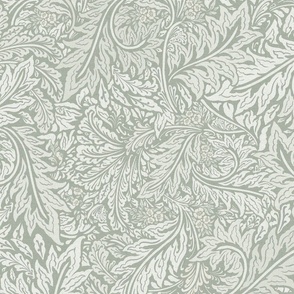 William Morris Tribute - Larkspur leaves foliage_neutral sage green "24