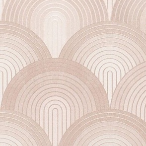 Abstract serene ombre arcs scallops - neutral beige 24"
