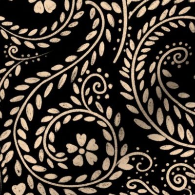 Boho floral swirls | monochrome black an cream