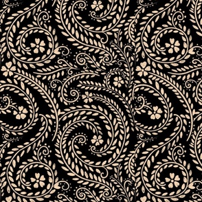 Boho floral swirls | monochrome black an cream