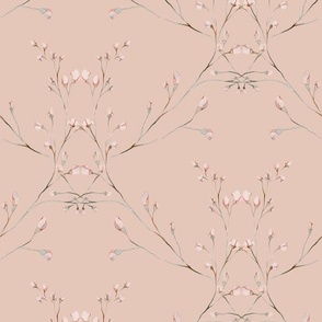 Romantic feminine watercolor floral in pastel tones on peach blush pink BR001_02