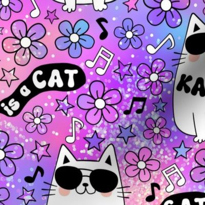 Large Scale Karma is a Cat Pink and Purple Sparkle  
