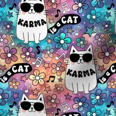 Medium Scale Karma is a Cat in Rainbow Bokeh Lights  