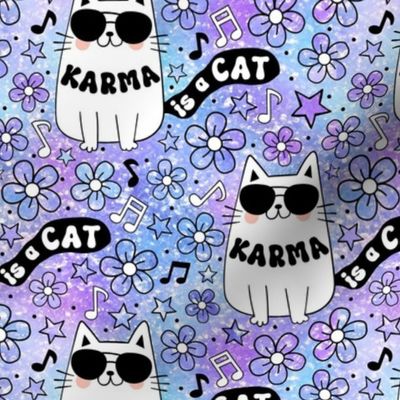Medium Scale Karma is a Cat in Purple and Aqua Galaxy  