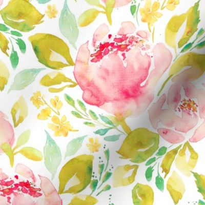 good fortune and prosperity - loose watercolor peonies