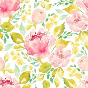 good fortune and prosperity - loose watercolor peonies