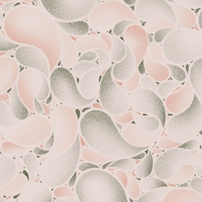 Modern Paisley Drops in Sage Green and Terracotta Pink on Light Peach Rose (BR009_02)