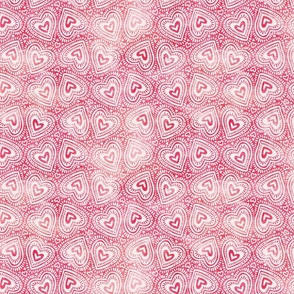 Valentine's Grunge Textured Hearts in Raspberry and Cream Medium Print