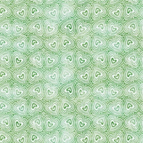 Moss Grunge Textured Hearts in Green Medium Print