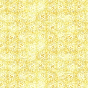 Sunshine Grunge Textured Hearts in Golden Yellow Medium Print