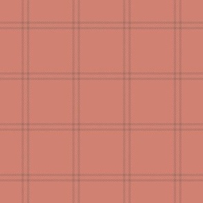 Simple Tartan in Sage Gray on Terracotta Peach Pink (BR011_04)