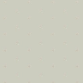 Tiny Polka Dots in Terracotta Pink on Sage Green Gray - Widely Spaced (BR013_08)