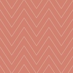 Simple Chevron in Muted Peach Pink on Salmon Terracotta Red (BR014_04)