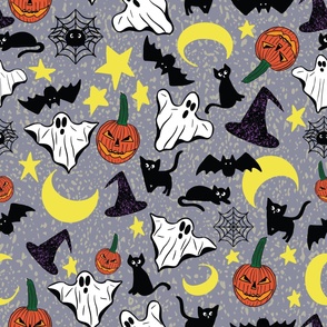 HALLOWEEN GHOSTS BATS CATS AND HATS - Medium scale