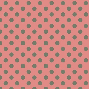 Green polka dot on pink background 