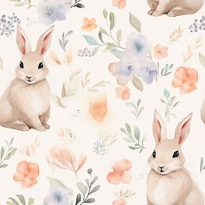 Cute Watercolor Bunny, Spring Bunnies