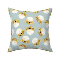 Pufferfish on Blue - Cheerful Ocean Creatures Coordinate - Medium