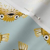 Pufferfish on Blue - Cheerful Ocean Creatures Coordinate - Medium