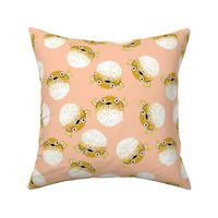 Medium - Pufferfish on Peach - Cheerful Ocean Creatures Coordinate